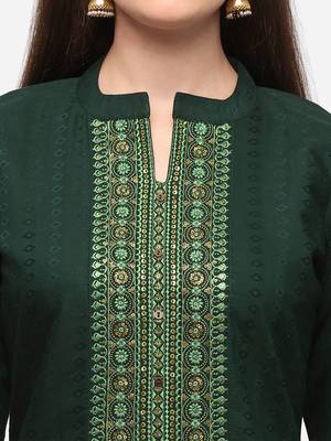 Green Color Embroidered Straight Kurta 4