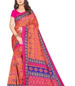 Multicolor printed art silk saree with blouse