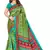 Green printed art silk saree with blouse