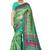 Green printed art silk saree with blouse