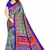 Blue printed art silk saree with blouse