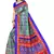 Blue printed art silk saree with blouse