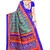 Blue printed art silk saree with blouse