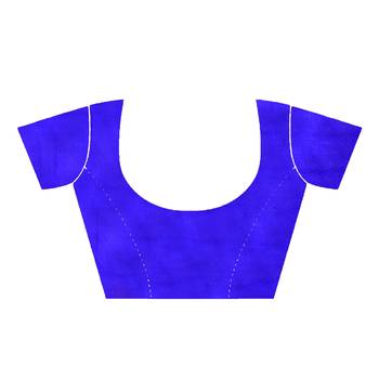 Blue printed art silk saree with blouse 4