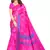 Pink printed art silk saree with blouse