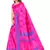 Pink printed art silk saree with blouse