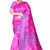 Pink printed art silk saree with blouse