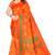 Orange printed art silk saree with blouse