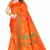 Orange printed art silk saree with blouse