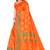 Orange printed art silk saree with blouse