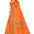 Orange printed art silk saree with blouse