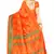 Orange printed art silk saree with blouse