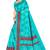 Sky blue printed art silk saree with blouse