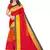 Red printed art silk saree with blouse