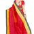 Red printed art silk saree with blouse