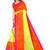 Orange printed art silk saree with blouse