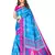 Sky blue printed art silk saree with blouse
