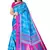Sky blue printed art silk saree with blouse