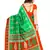 Green printed art silk saree with blouse