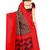 Red printed art silk saree with blouse