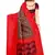 Red printed art silk saree with blouse
