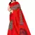 Red printed art silk saree with blouse