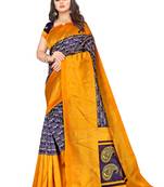 Multicolor printed art silk saree with blouse