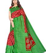 Multicolor printed art silk saree with blouse