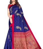 Multicolor printed art silk saree with blouse