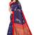 Blue printed art silk saree with blouse