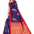 Blue printed art silk saree with blouse