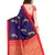 Blue printed art silk saree with blouse