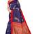 Blue printed art silk saree with blouse