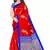Red printed art silk saree with blouse