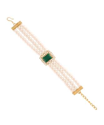 Green pearl Yellow Gold Alloy   Bracelet 1