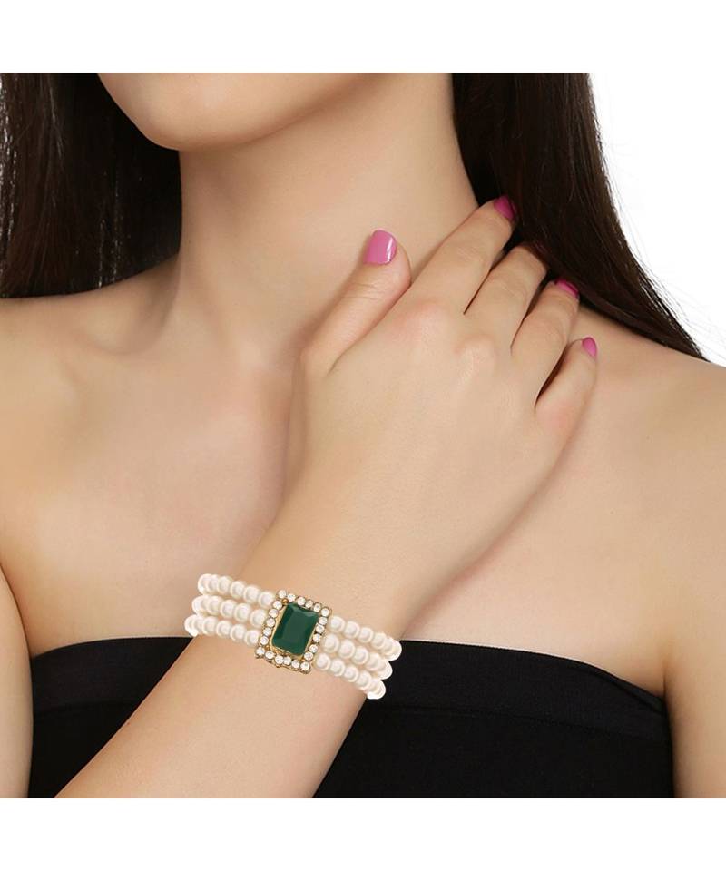 Green pearl Yellow Gold Alloy   Bracelet