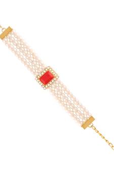 Red pearl Yellow Gold Alloy   Bracelet