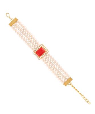 Red pearl Yellow Gold Alloy   Bracelet 1