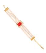 Red pearl Yellow Gold Alloy   Bracelet