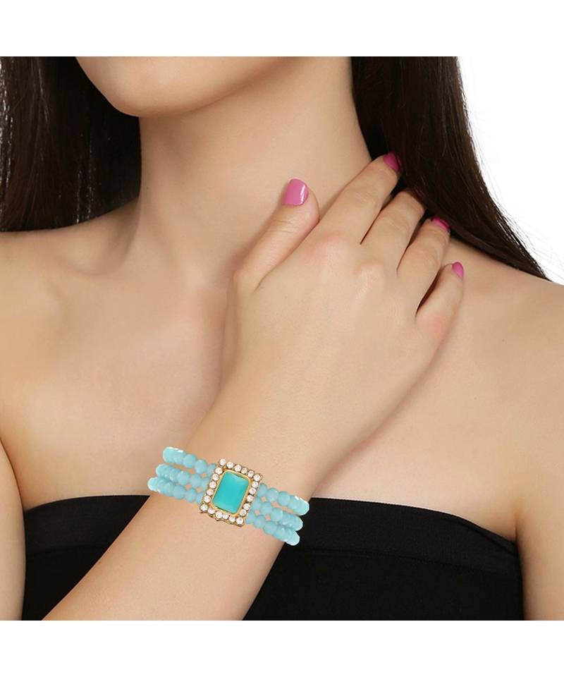 Turquoise pearl Yellow Gold Alloy   Bracelet