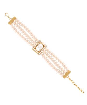 White pearl Yellow Gold Alloy   Bracelet 1