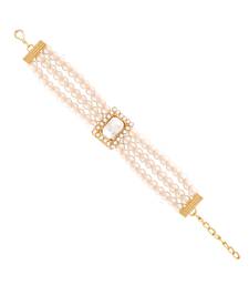 White pearl Yellow Gold Alloy   Bracelet