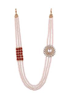White beaded_jewellery Yellow Gold Alloy   Necklace