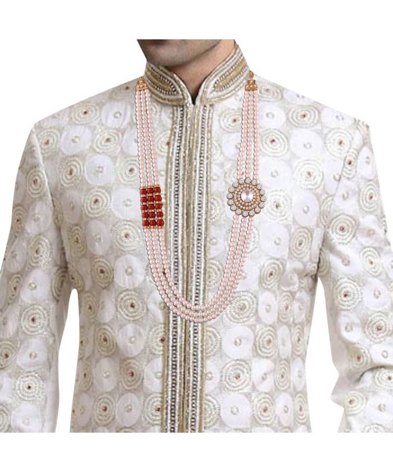 White beaded_jewellery Yellow Gold Alloy   Necklace