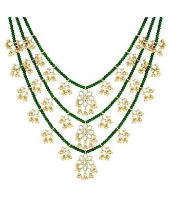 Green beaded_jewellery Yellow Gold Alloy   Necklace 1
