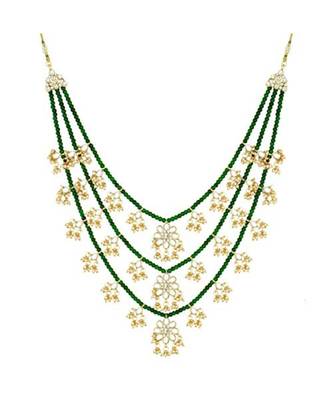 Green beaded_jewellery Yellow Gold Alloy   Necklace 3
