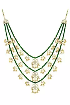 Green beaded_jewellery Yellow Gold Alloy   Necklace