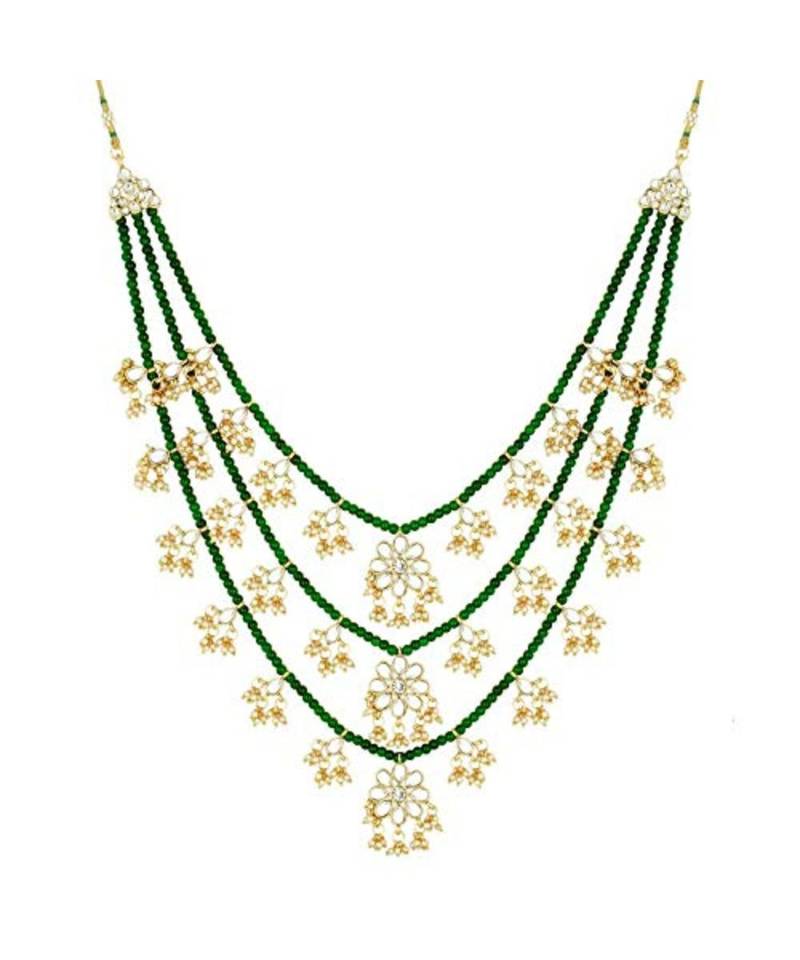 Green beaded_jewellery Yellow Gold Alloy   Necklace