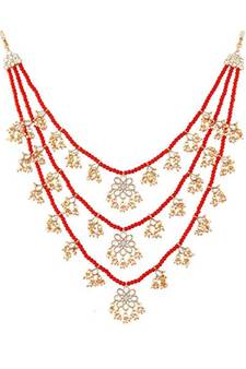 Red beaded_jewellery Yellow Gold Alloy   Necklace