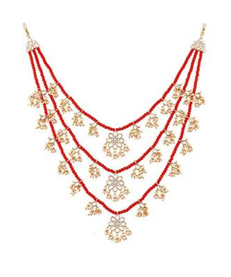 Red beaded_jewellery Yellow Gold Alloy   Necklace 1